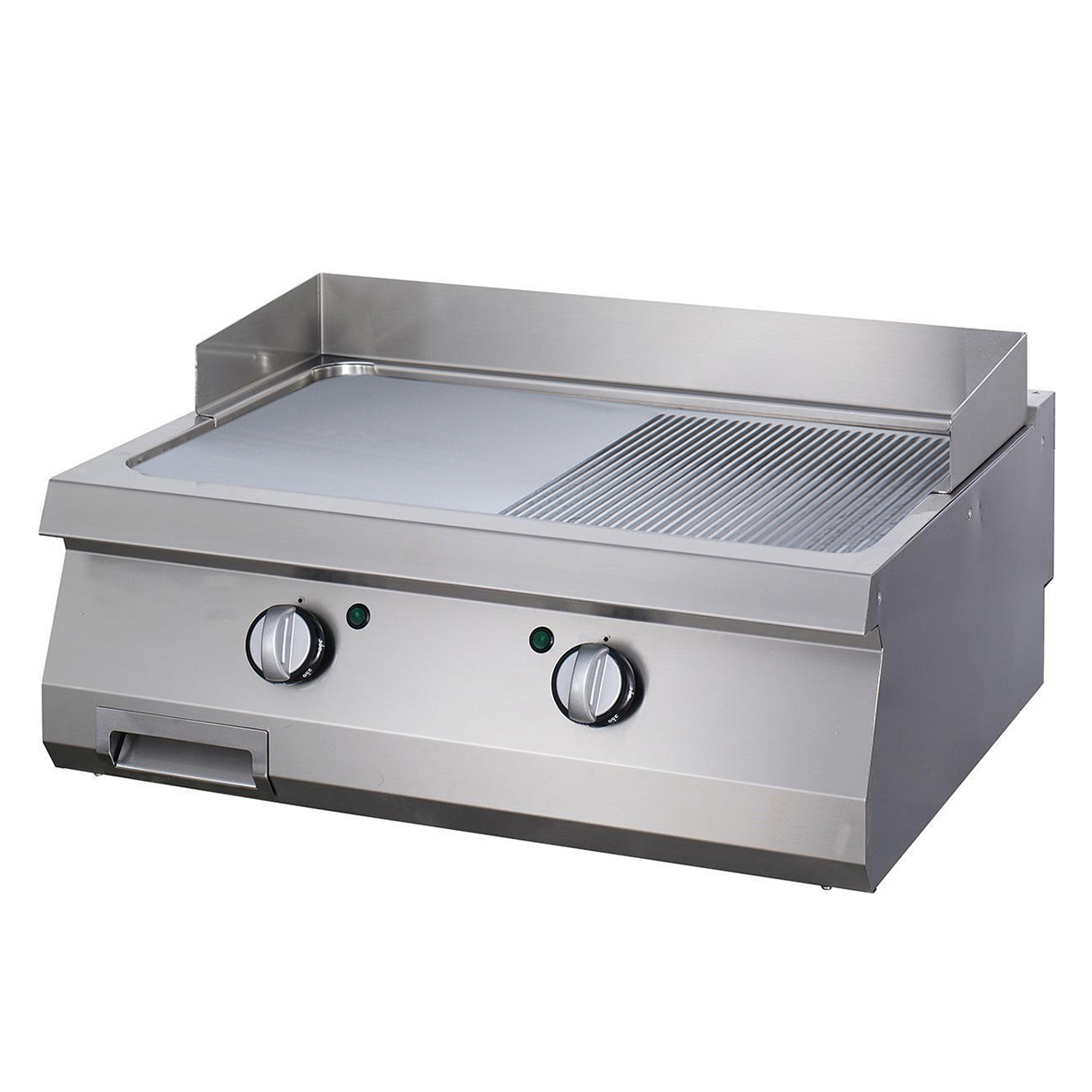 Grill Plate Counter Top 700 Series Electric Semi-Slotted 80x70x30-Hard Chrome Coated Electric