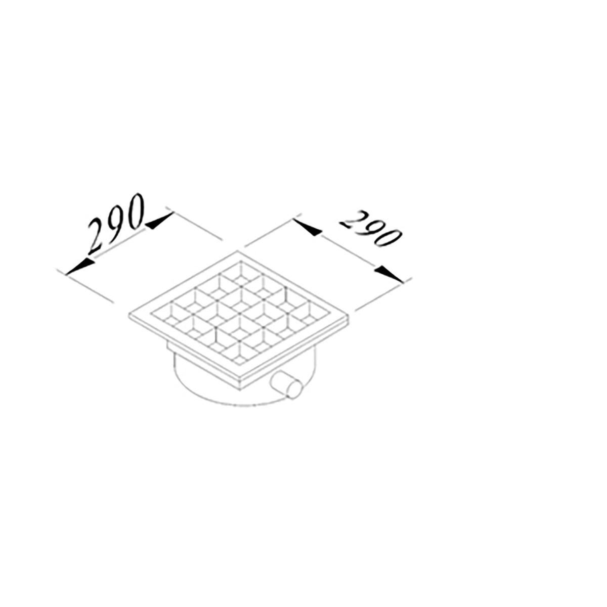 Floor Grid with Pan, Side Flush - Right Outlet Q100 Pvc 290x290 Neutral