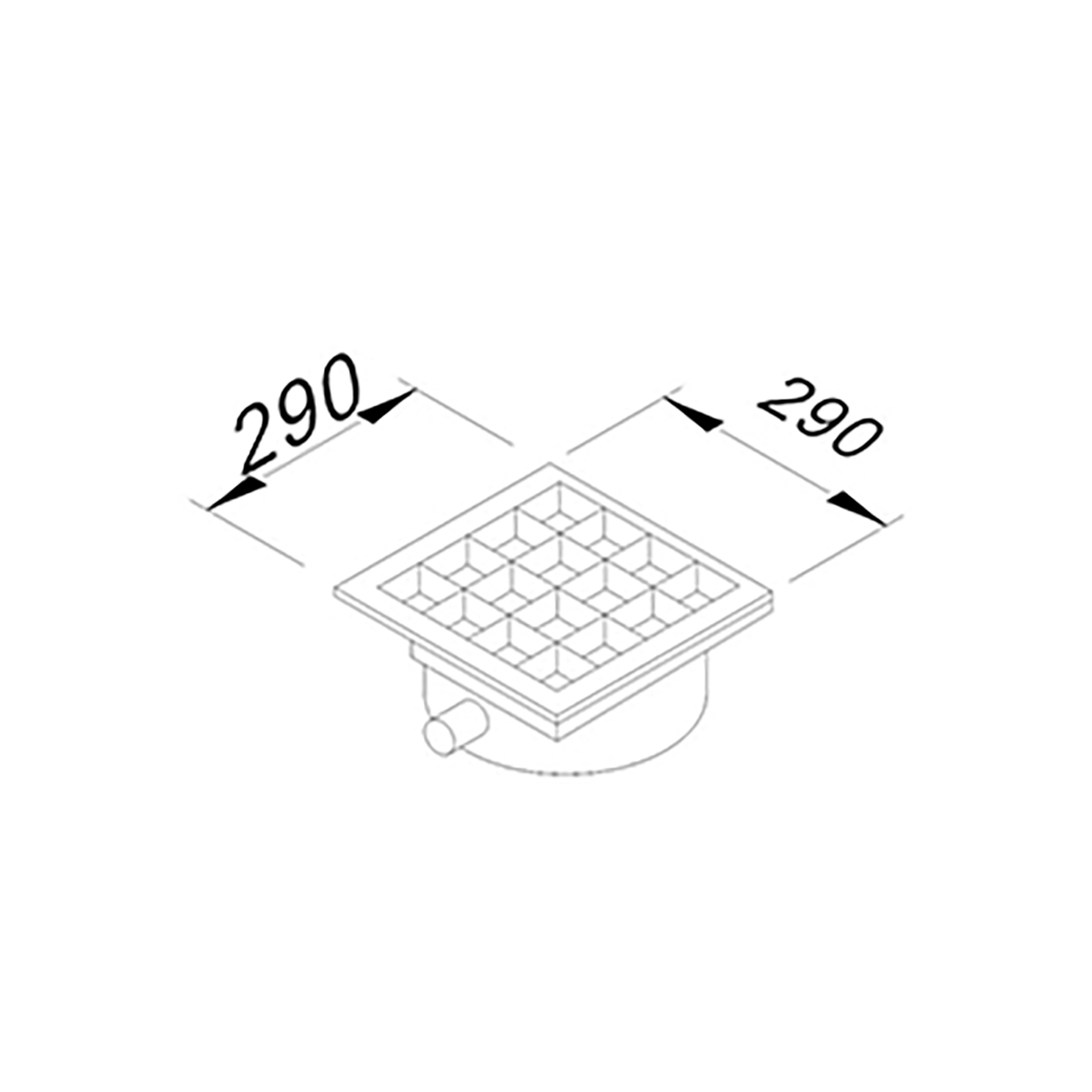 Floor Grid with Pan, Middle Flush - Front Outlet Q 70 Pvc 290x290 Neutral