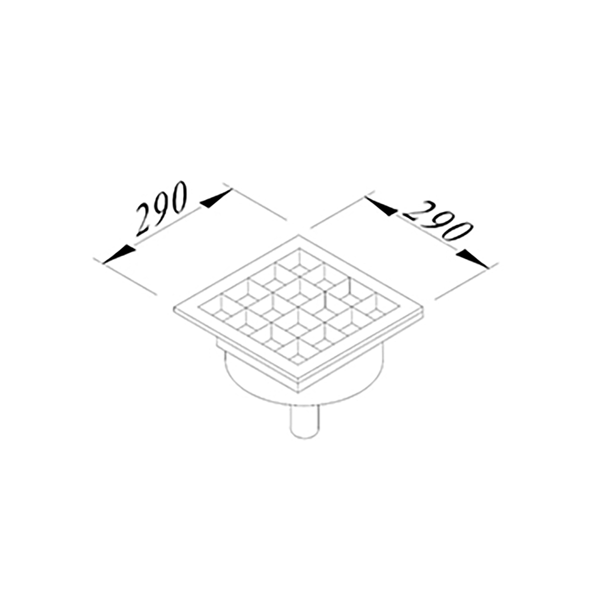Floor Grid with Pan, Side Flush - Bottom Outlet Q70 Pvc 290x290 Neutral