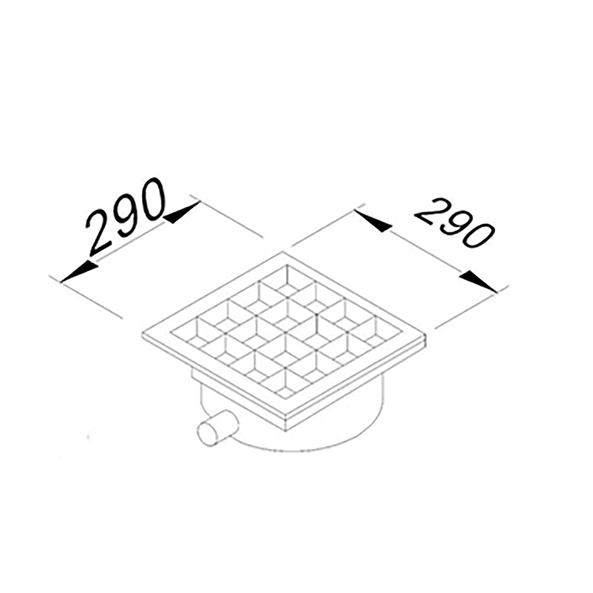 Floor Grid with Pan, Side Flush - Front Outlet Q70 Pvc 290x290 Neutral