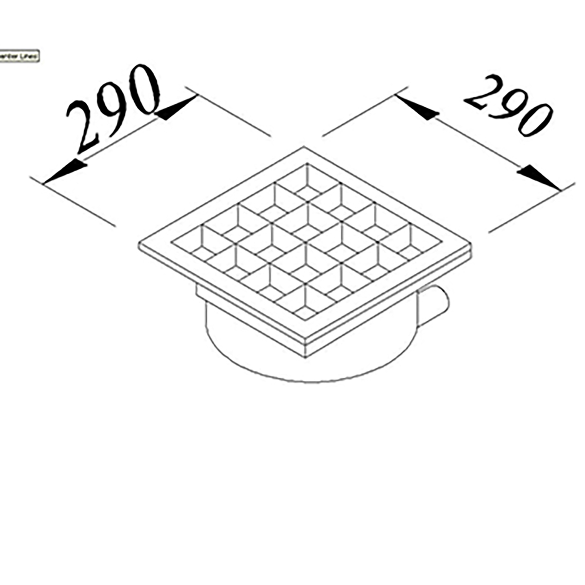 Floor Grid with Pan, Side Flush - Rear Outlet Q70 Pvc 290x290 Neutral