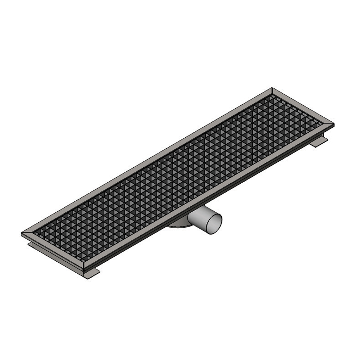 Floor Grid with Pan, Middle Flush, Right Outlet Q 100 Pvc 490x290 Neutral