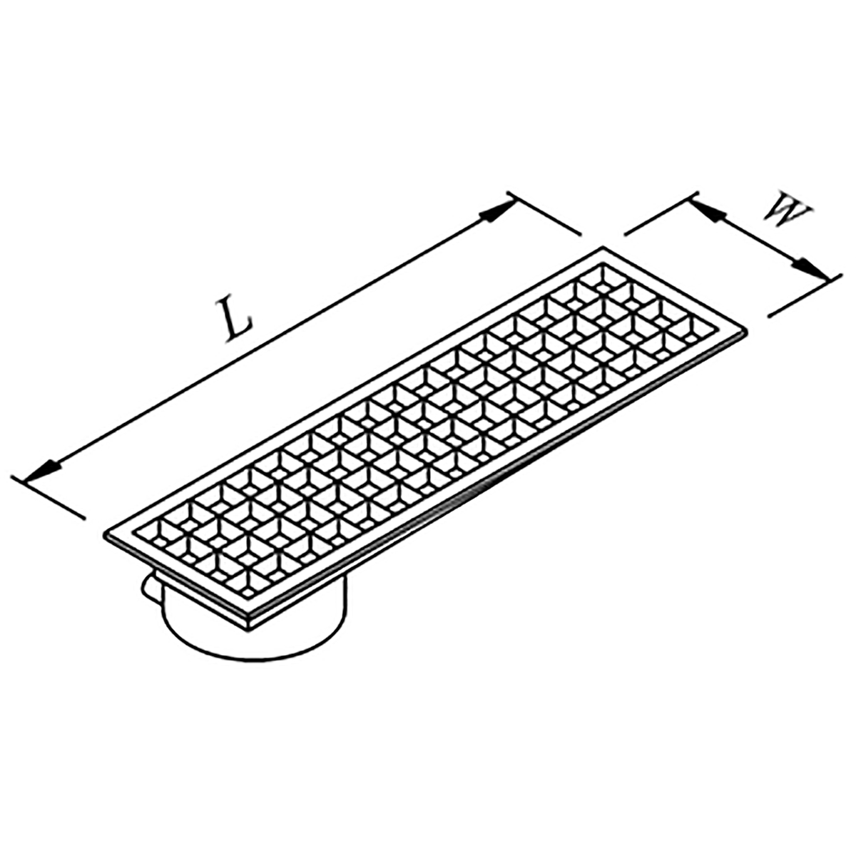 Floor Grid with Pan, Side Flush - Left Outlet Q100 Pvc 490x290 Neutral