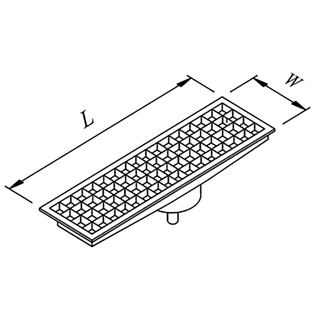 Floor Grid with Pan, Middle Flush - Bottom Outlet Q50 Pvc 490x290 Neutral
