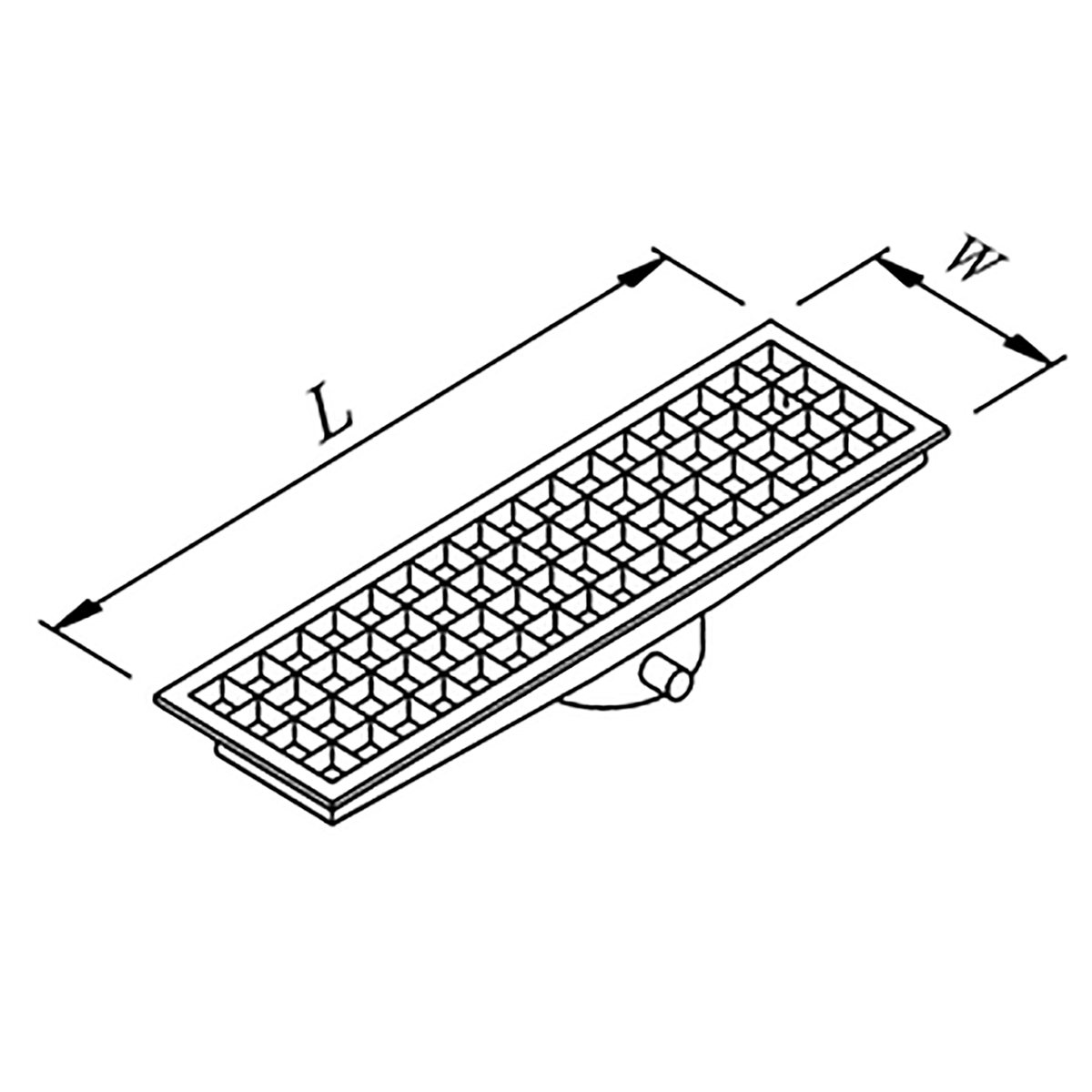 Floor Grid with Pan, Middle Flush, Right Outlet Q 50 Pvc 490x290 Neutral