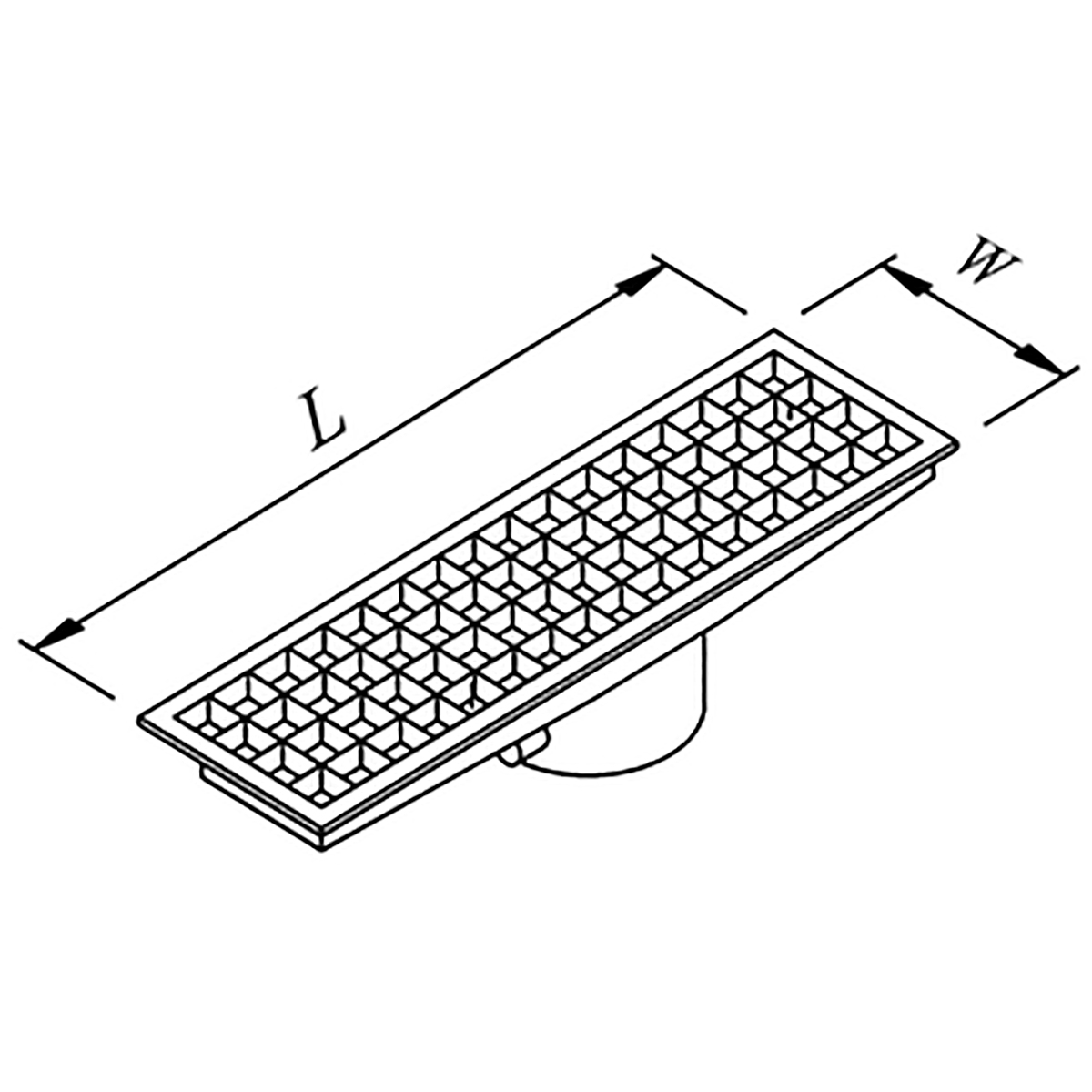 Floor Grid with Pan, Middle Flush - Front Outlet Q 50 Pvc 490x290 Neutral