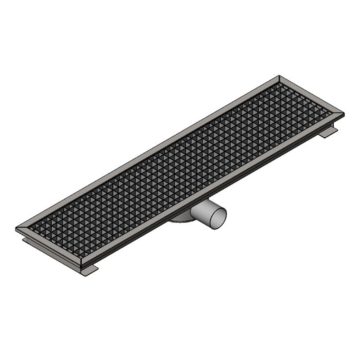 Floor Grid with Pan, Middle Flush, Right Outlet Q 100 Pvc 740x290 Neutral