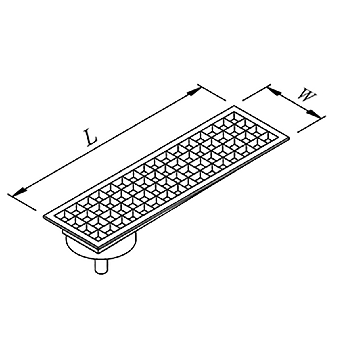 Floor Grid with Pan, Side Flush - Bottom Outlet Q70 Pvc 1620x290Neutral