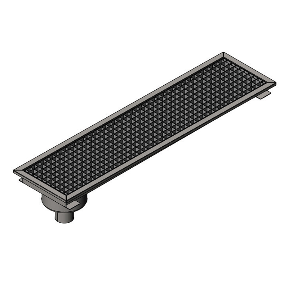 Floor Grid with Pan, Side Flush - Bottom Outlet Q100 Cast Iron 490x290Neutral