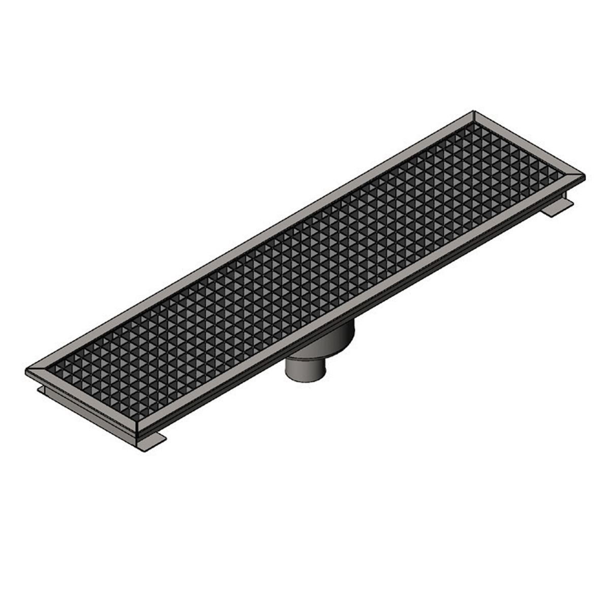 Floor Grid with Pan, Middle Flush - Bottom Outlet Q50 Cast Iron 490x290 Neutral