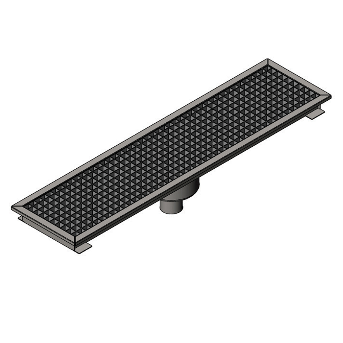 Floor Grid with Pan, Center Flush - Bottom Outlet Q70 Cast Iron 490x290 Neutral