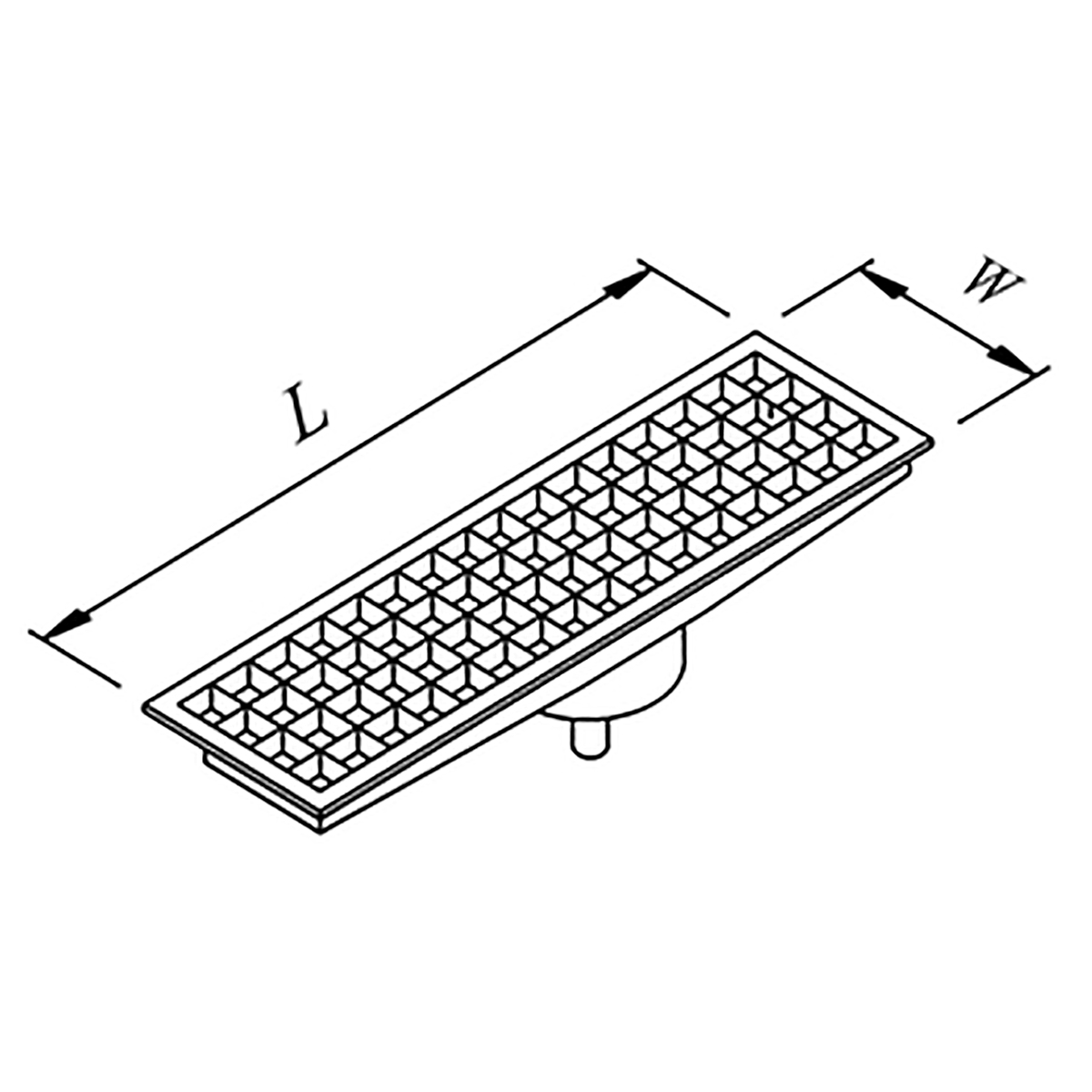 Floor Grid with Pan, Center Flush - Bottom Outlet Q70 Cast Iron 940x290 Neutral