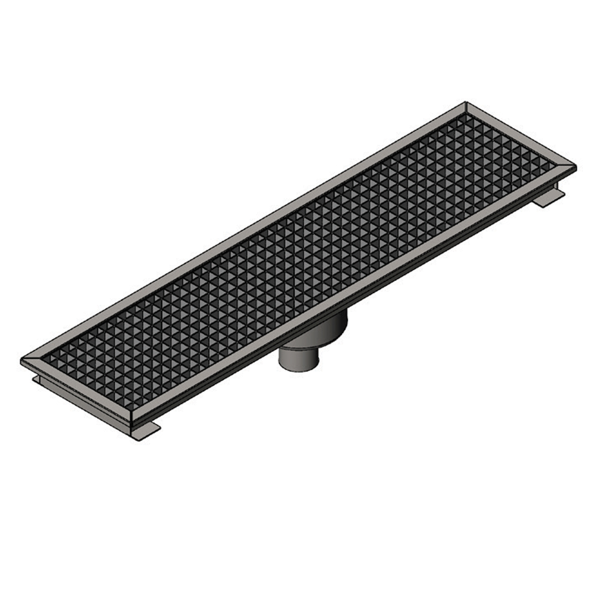 Floor Grid with Pan, Middle Flush - Bottom Outlet Q50 Cast Iron 1180x290 Neutral