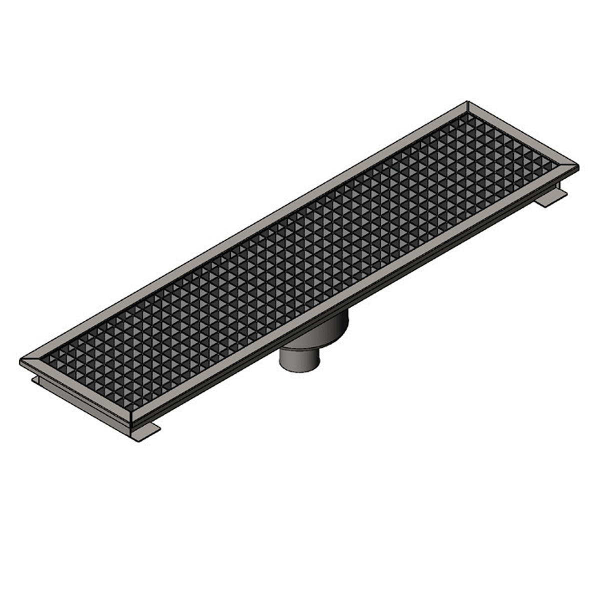 Floor Grid with Pan, Center Flush - Bottom Outlet Q70 Cast Iron 1620x290 Neutral