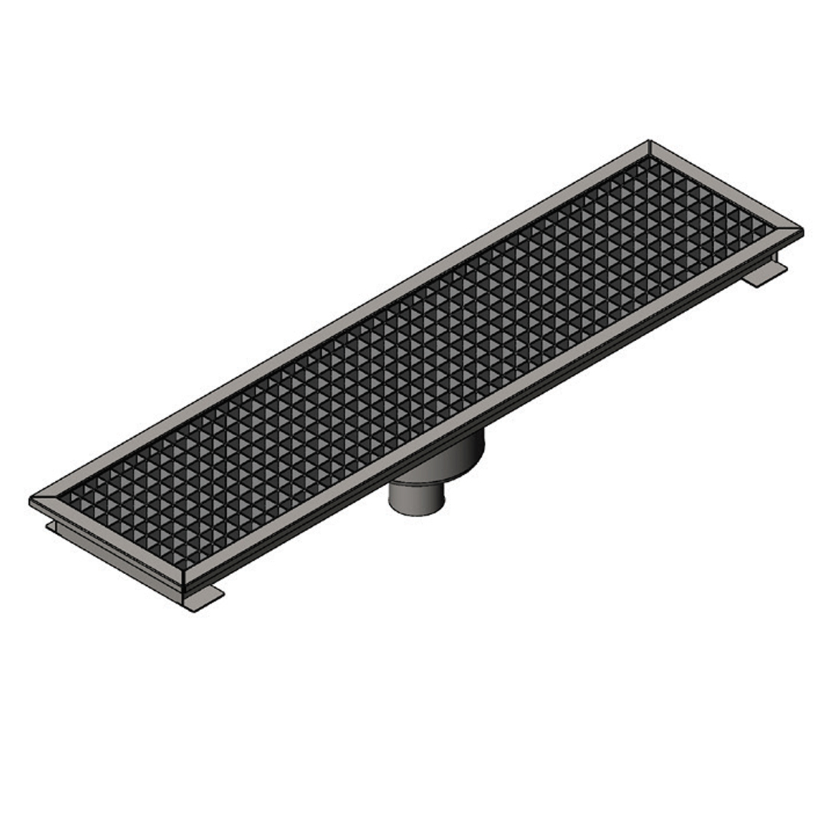 Floor Grid with Pan, Middle Flush - Bottom Outlet Q50 Cast Iron 2060x290 Neutral