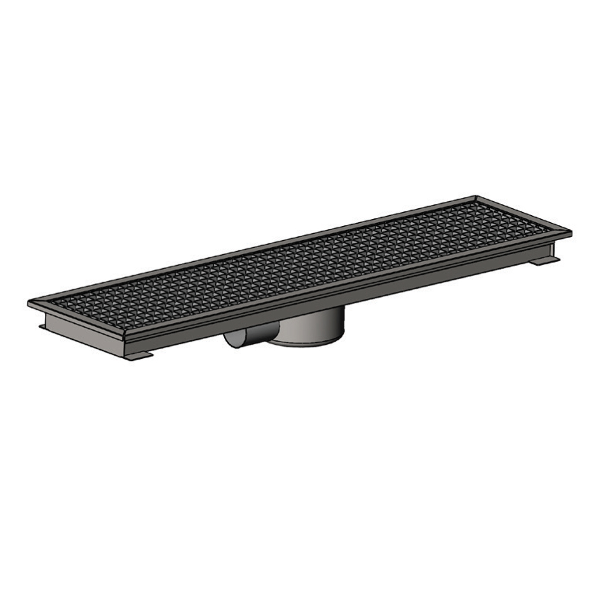 Floor Grid with Pan, Center Flush - Front Outlet Q70 Cast Iron 2060x290 Neutral