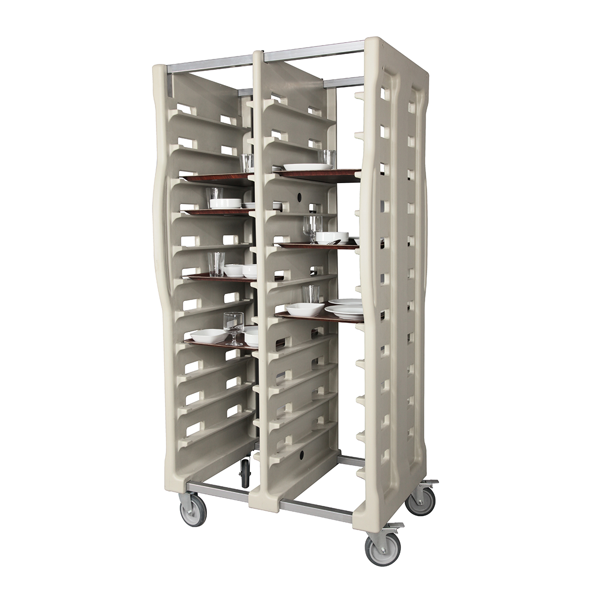 Tray Transport Trolley Polyethylene 12 Double Shelves NEUTRAL
