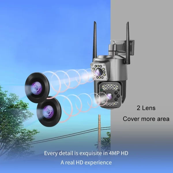 4MP 2 Camera 4G SIM Card PTZ Camera V380 PRO AV-M07 - Image 4