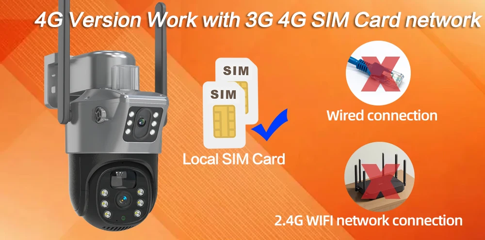 4MP 2 Camera 4G SIM Card PTZ Solar Camera 18650mAh Battery AV-M12 - Image 6