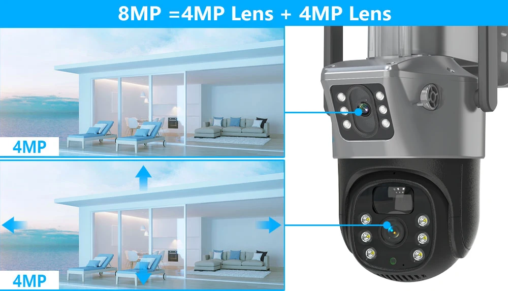 4MP 2 Camera 4G SIM Card PTZ Solar Camera 18650mAh Battery AV-M12 - Image 7