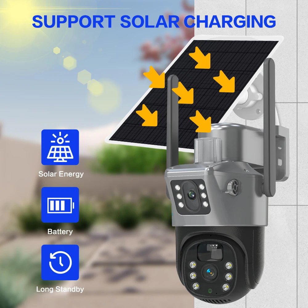 4MP 2 Camera 4G SIM Card PTZ Solar Camera 18650mAh Battery AV-M12 - Image 8