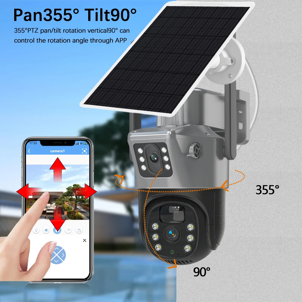 4MP 2 Camera 4G SIM Card PTZ Solar Camera 18650mAh Battery AV-M12 - Image 3