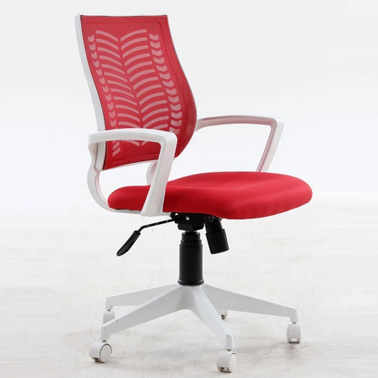 White Plastic White Leg Work Chair Red