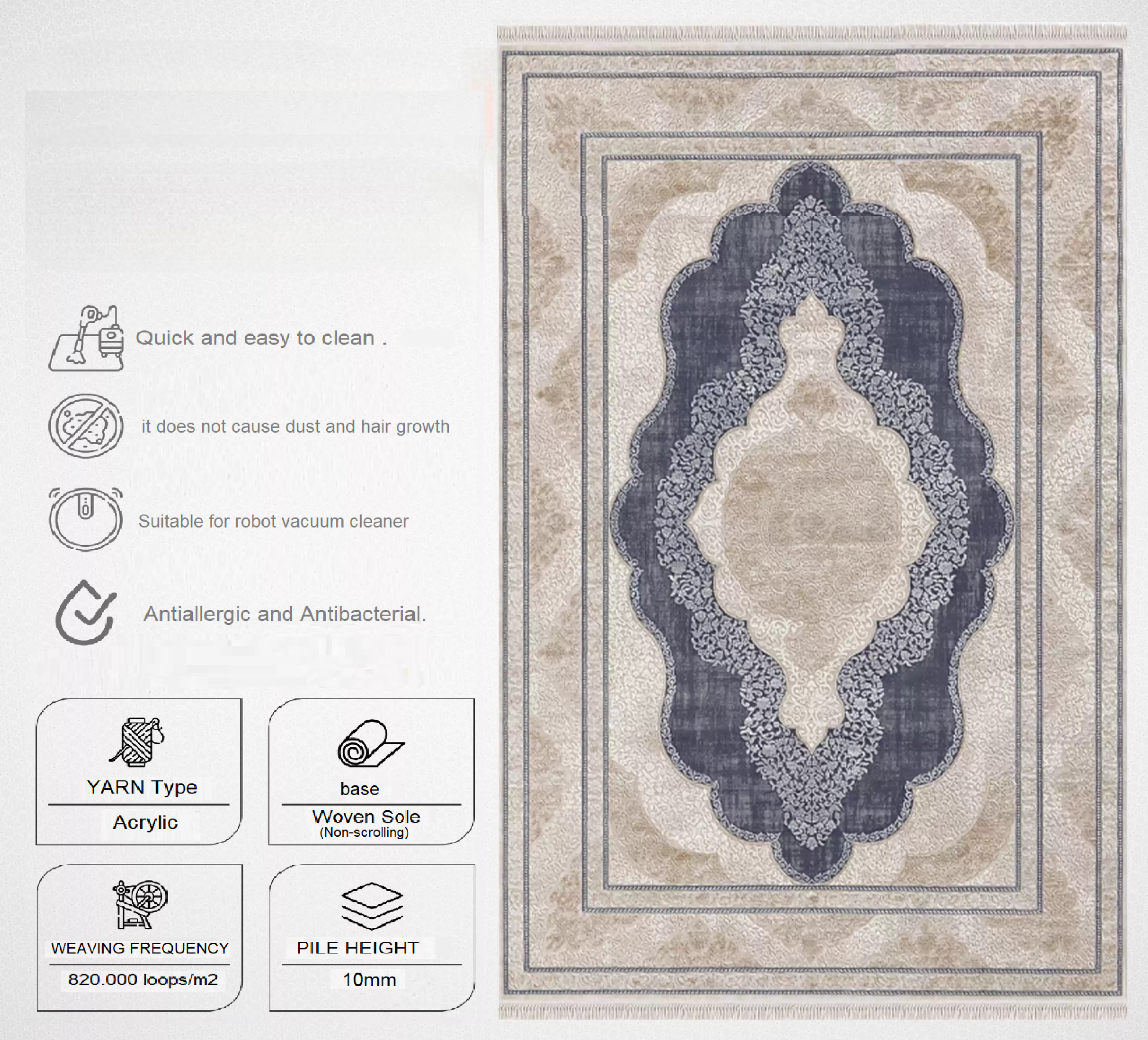 Merinos Rodin 19772 35 Premium Acrylic Living Room Carpet - Image 7