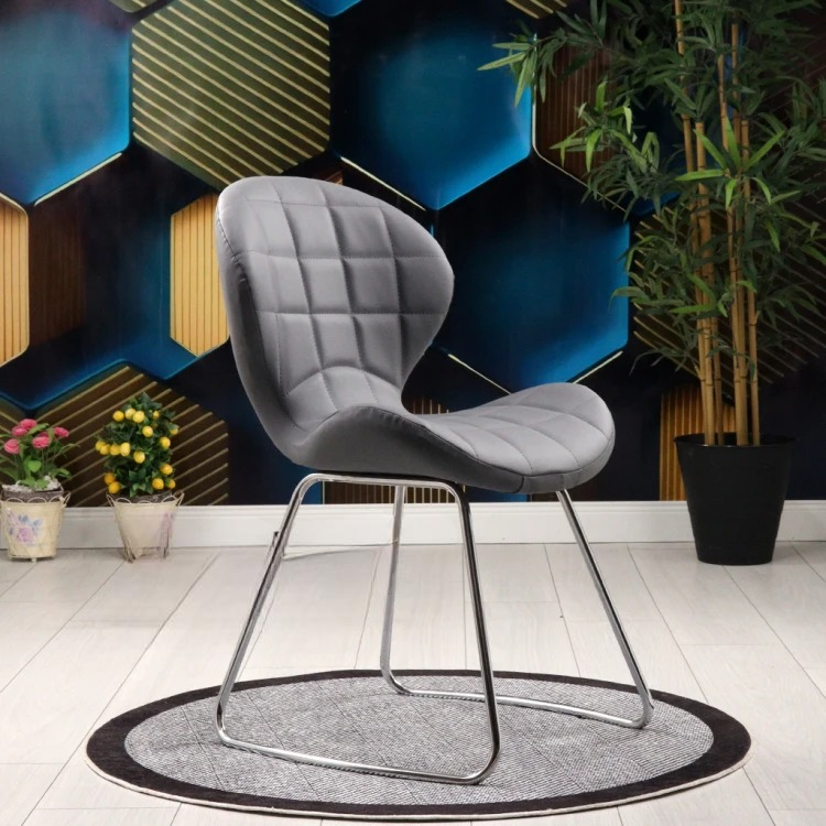 Bitcoin Transmission Chrome Leg Waiting Chair (Light Gray Leather)