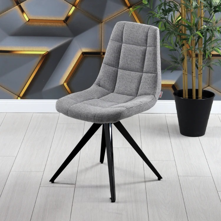 Gabriel 2 Pyramid Black Metal Leg Chair (Linen Lara 302)