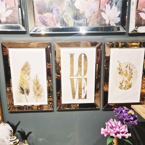 Mirror Framed Love Painting, Set of 3
