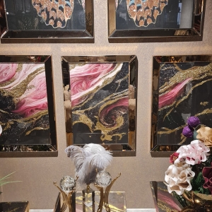 Pinka Painting with Mirror Frame, Set of 3