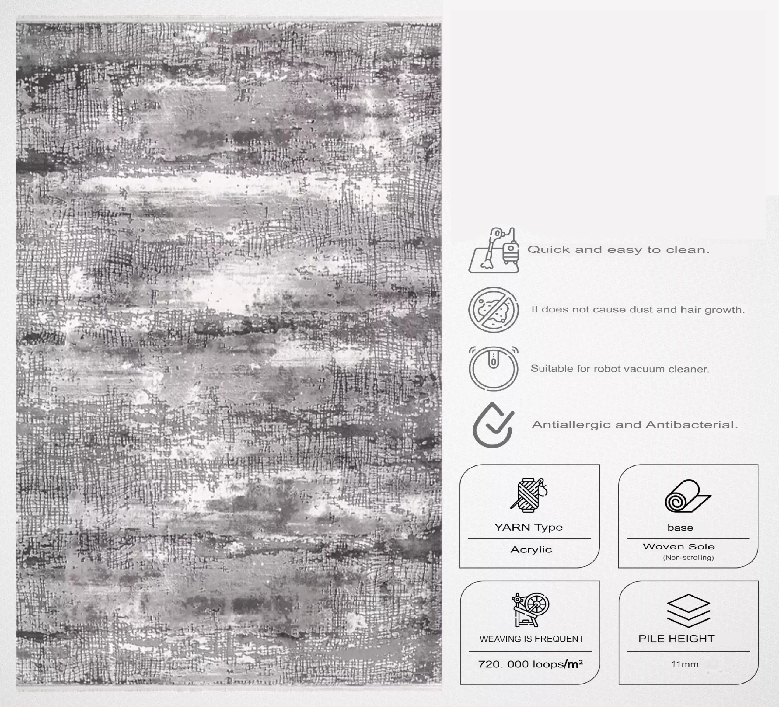 Merinos Therapy 19131 96 Modern Acrylic Living Room Carpet with Sprinkle Pattern - Image 5