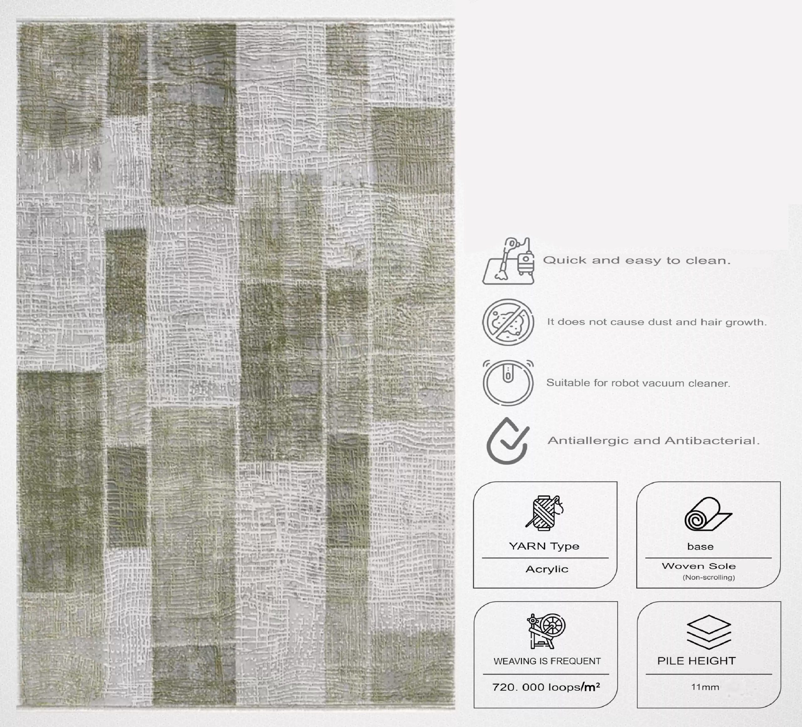 Merinos Therapy 19124 40 Modern Acrylic Living Room Carpet - Image 5