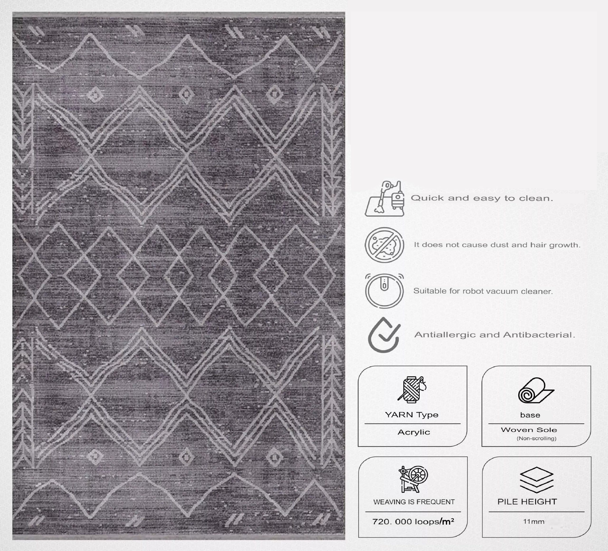 Merinos Therapy 36124 90 Modern Acrylic Scandinavian Living Room Carpet - Image 5