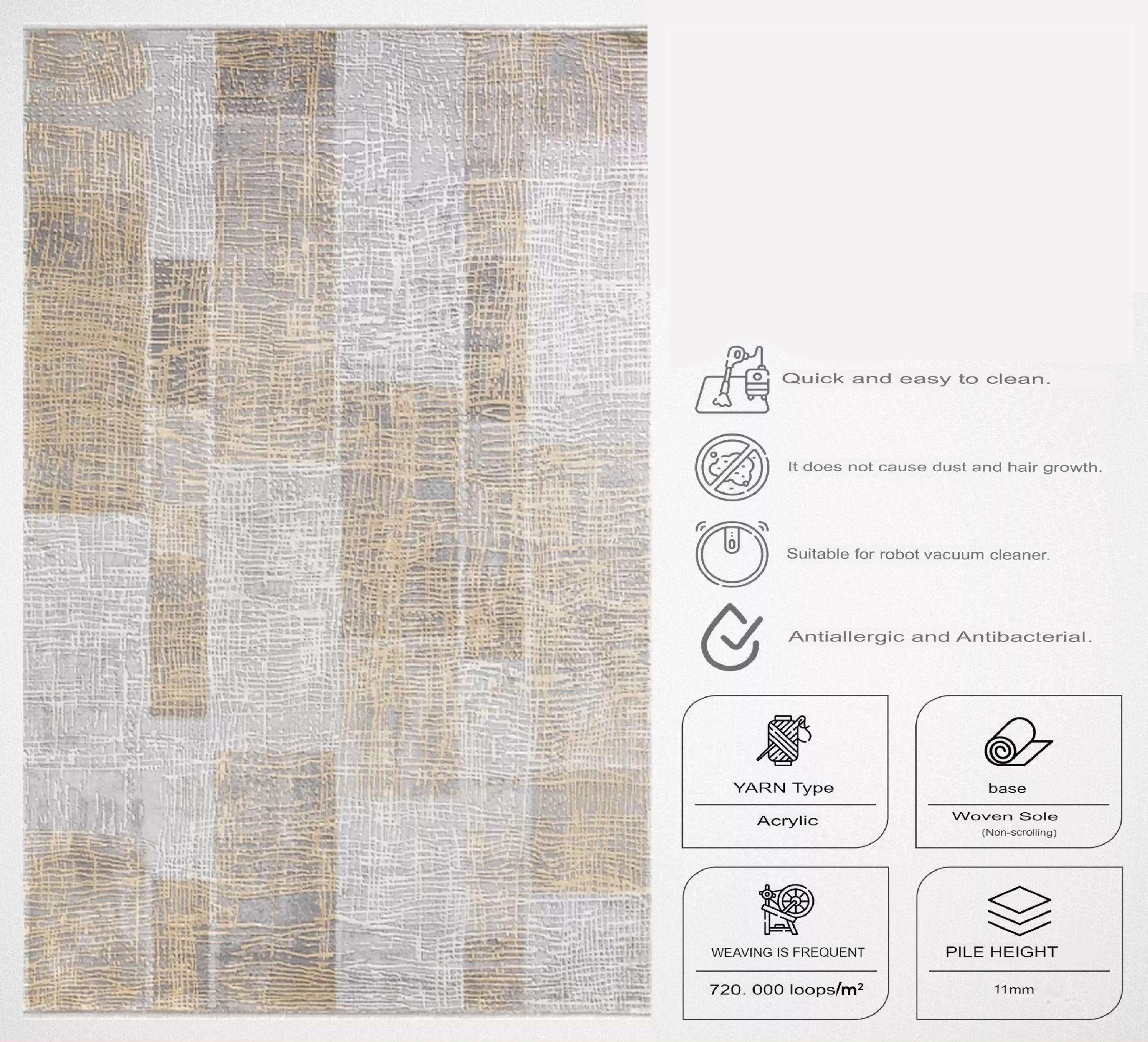 Merinos Therapy 19124 95 Modern Acrylic Living Room Carpet - Image 5