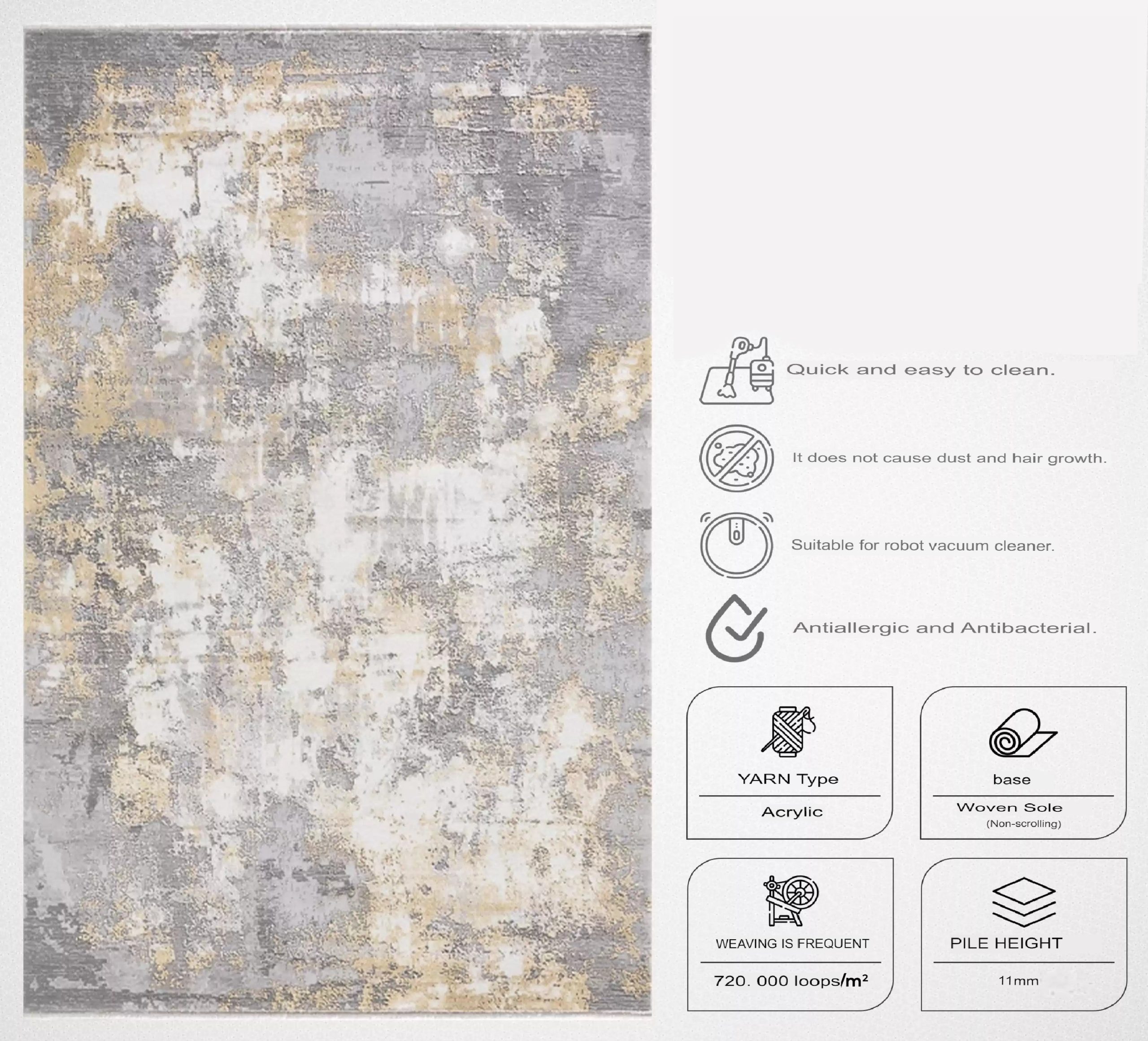 Merinos Therapy 19126 95 Modern Acrylic Living Room Carpet - Image 5