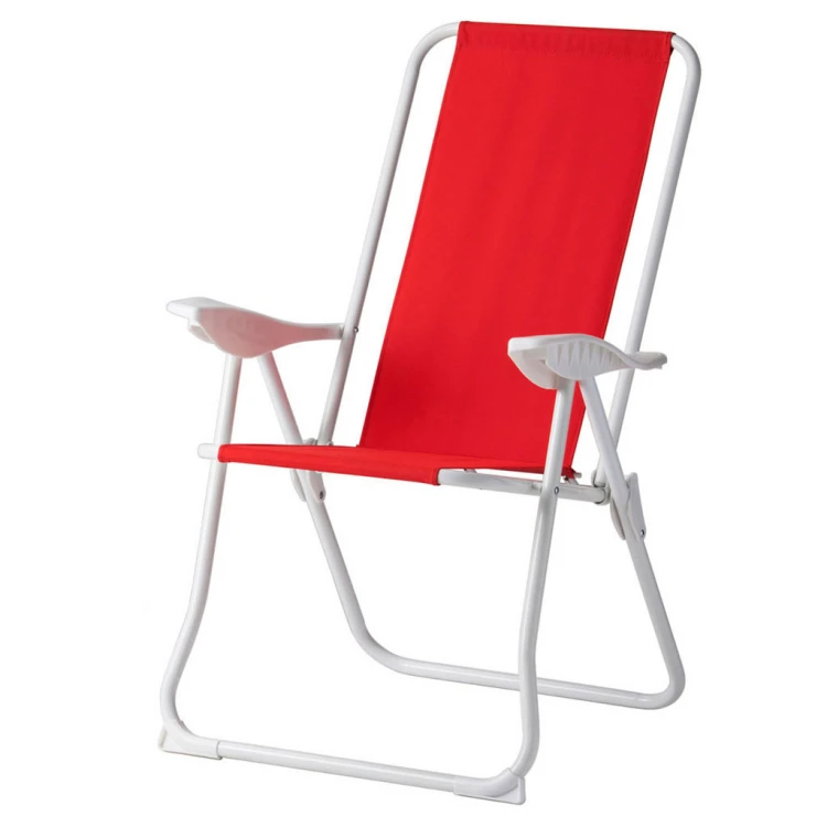 Portable metal chair red fabric