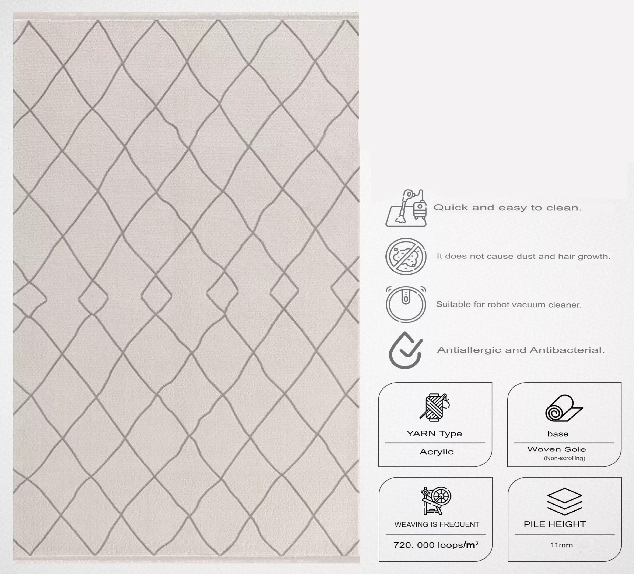 Merinos Therapy 36125 96 Modern Acrylic Scandinavian Living Room Carpet - Image 5