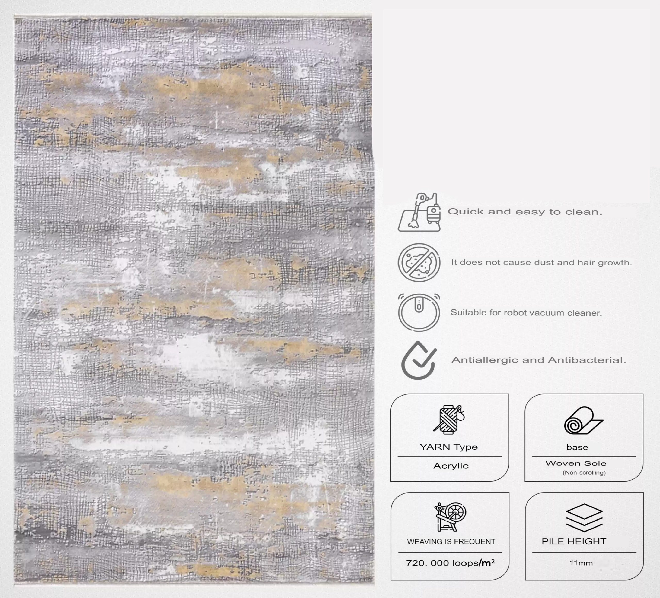 Merinos Therapy 19127 95 Modern Acrylic Living Room Carpet - Image 5