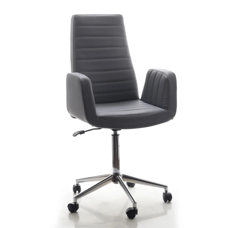 Agras Chrome Star-Legged Manager Chair (Leather)