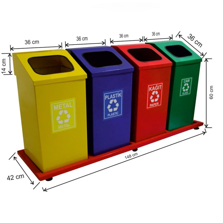 Set of 4 Painted Recycling