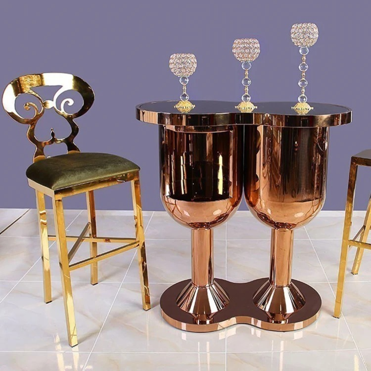 Linha Stainless Bar Type Table Chair Set