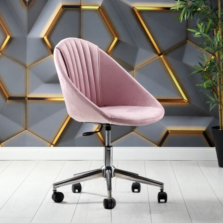 Milo Chrome Leg Work Chair (Pink Fabric)