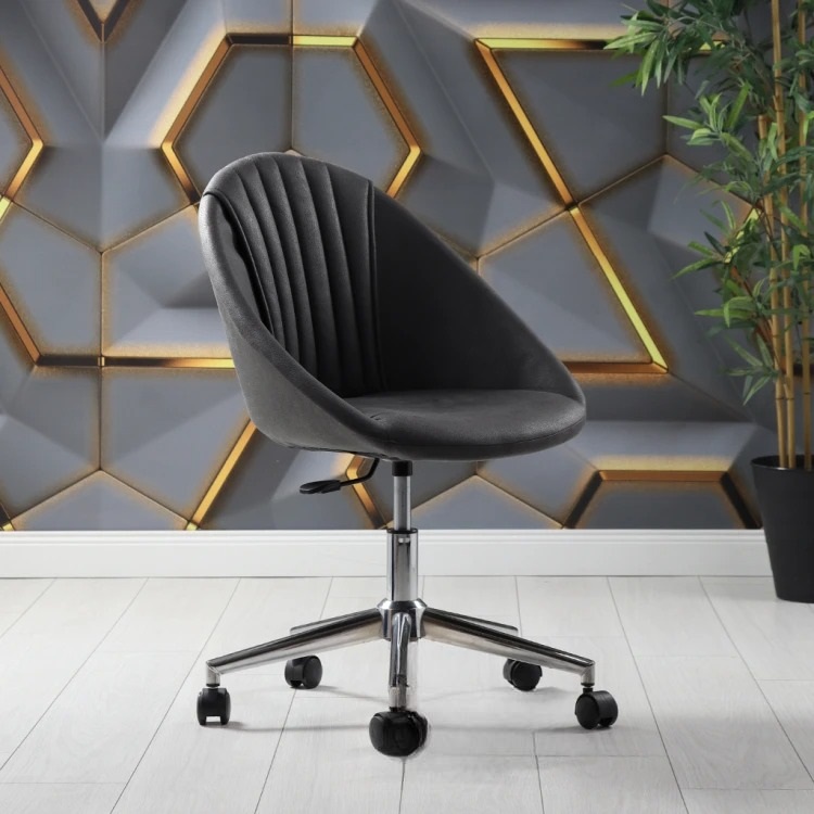 Milo Chrome Leg Work Chair (Dark Grey Nubuck)