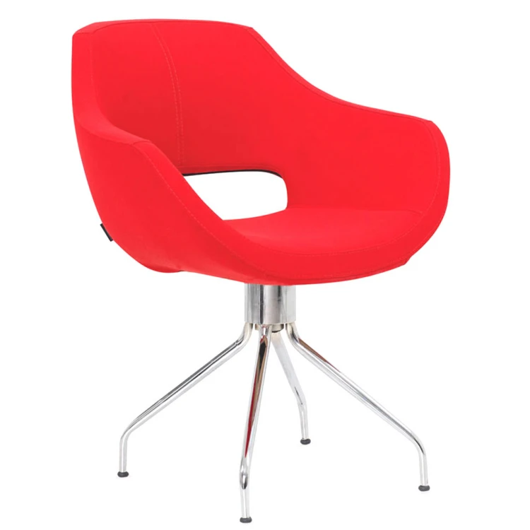 Eslem Chrome Pipe Swivel Leg Guest and Waiting Chair