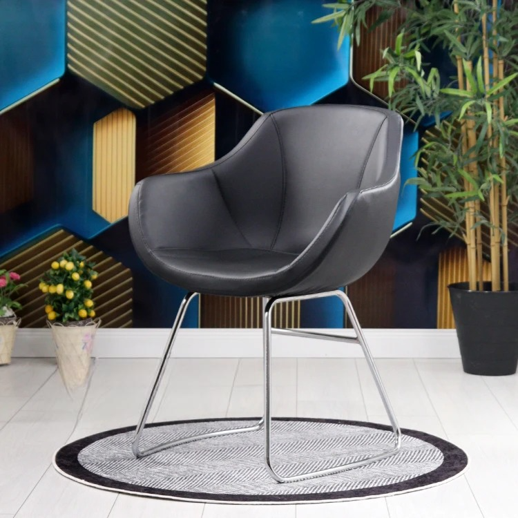Focus Transmission Chrome Leg Chair (Black Leather)