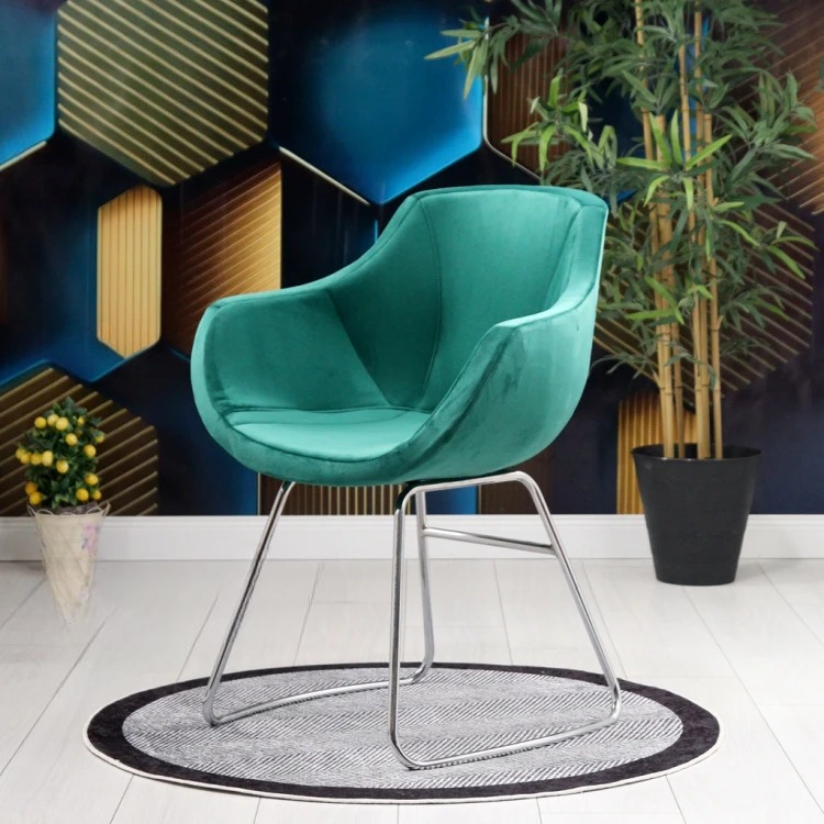 Focus Transmission Chrome Leg Chair (Green Fabric)