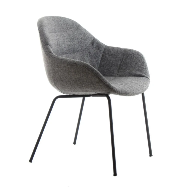 Lopes Painted Metal Leg Waiting Chair A. Grey